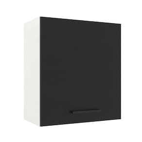 Armário Aéreo Madesa Agata 60cm 1 Porta Branco e Preto
