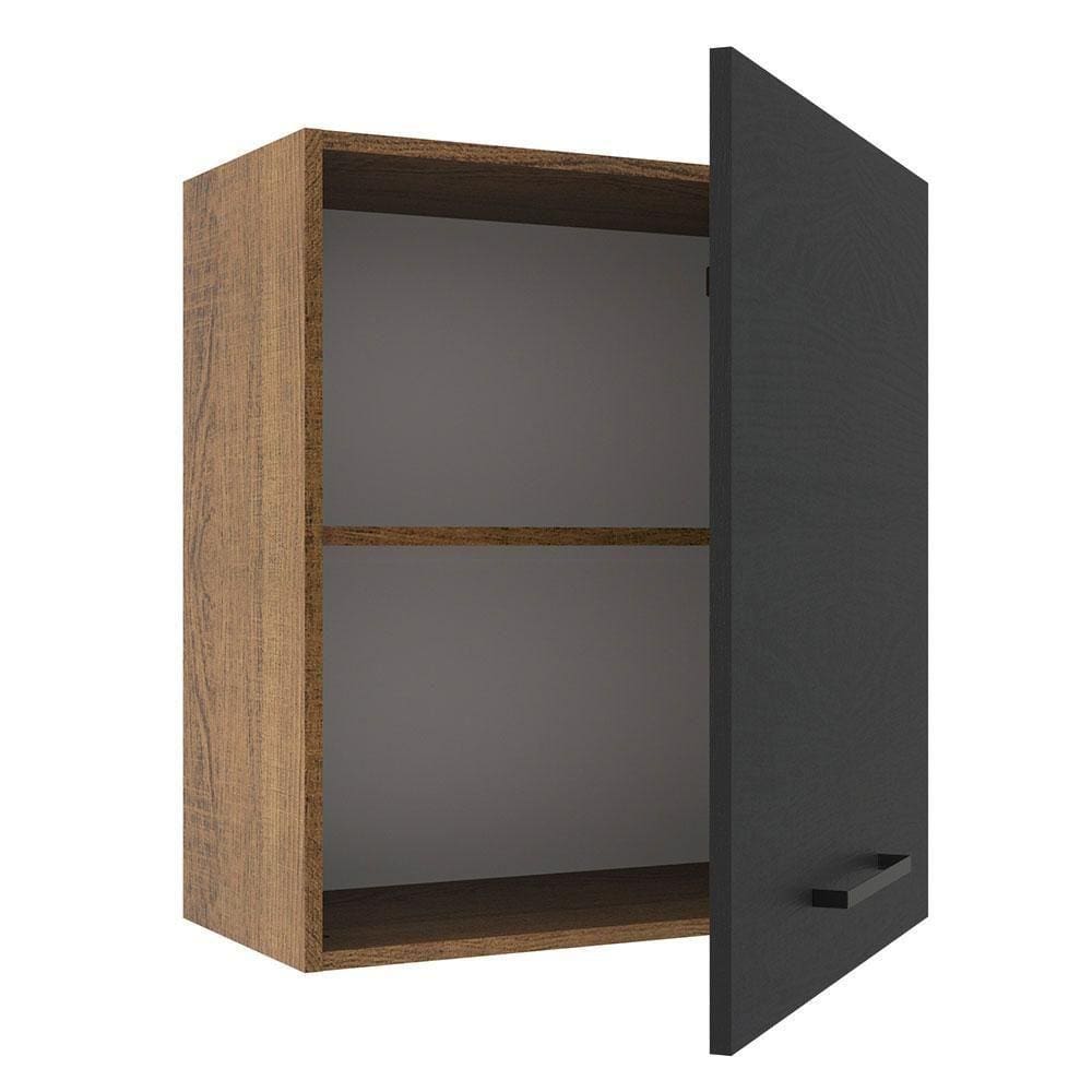 Armário Aéreo Madesa Agata 60cm 1 Porta Rustic Preto