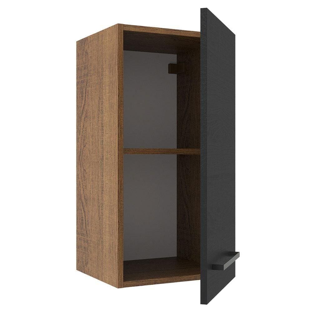 Armário Aéreo Madesa Agata 35cm 1 Porta Rustic Preto