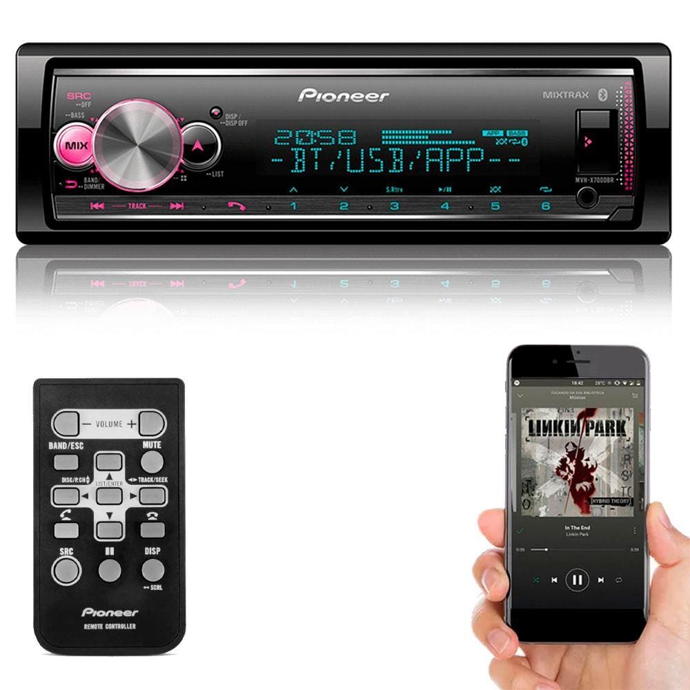 Som Automotivo Pioneer MVH-X7000BR Bluetooth USB Auxiliar