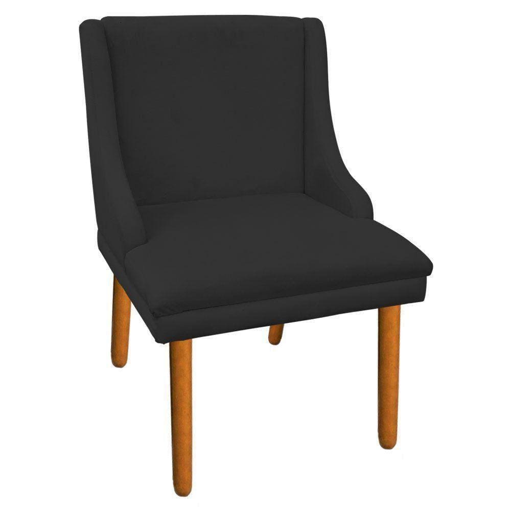 Cadeira de Jantar Liz Suede Preto Pé Palito Castanho D`Rossi