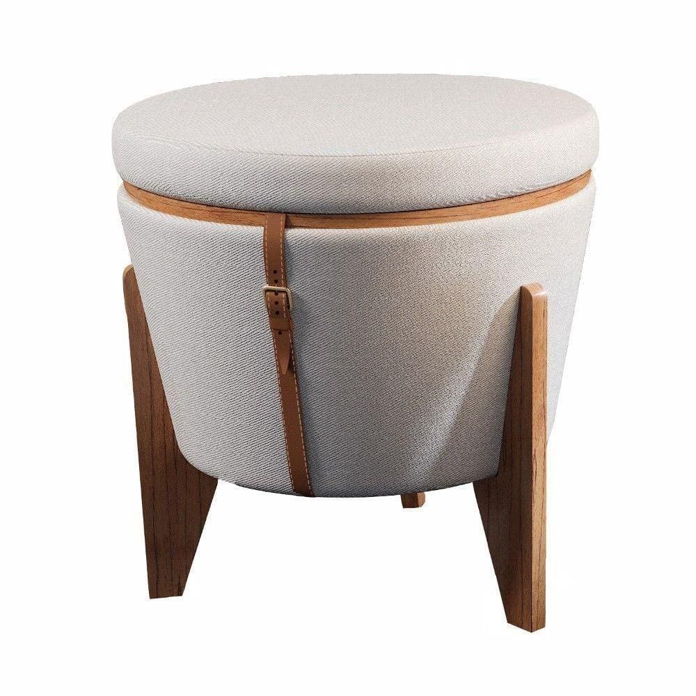 Puff Decorativo Amsterdam Bisart Decor Linho Bege