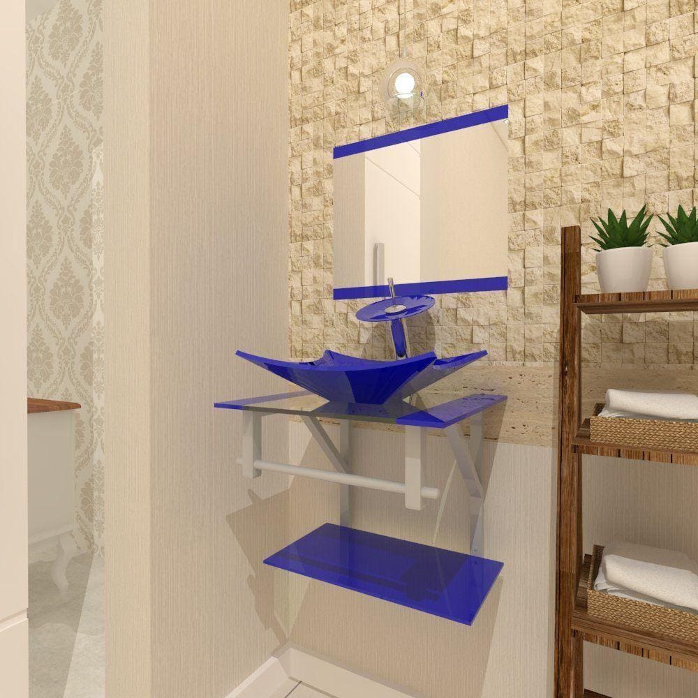 Combo 2 em 1 Gabinete 45cm AC com Cuba Retangular e Torneira