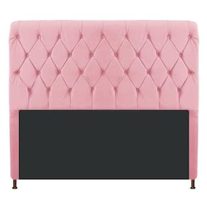 Cabeceira Estofada Cristal 160cm Queen Size Rosa Bebê