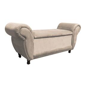 Recamier com Baú Itália Namoradeira Suede Bege D`Rossi