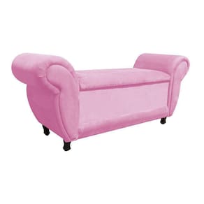 Recamier com Baú Itália Namoradeira Suede Rosa Bebê D`Rossi