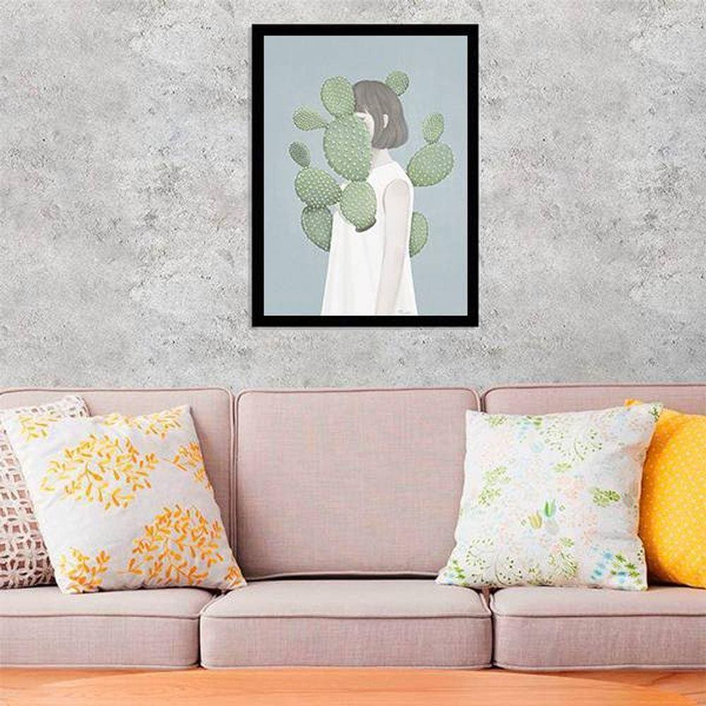 Quadro Decorativo Menina com Cactos