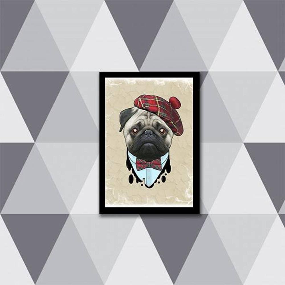 Quadro Decorativo Pug Boina