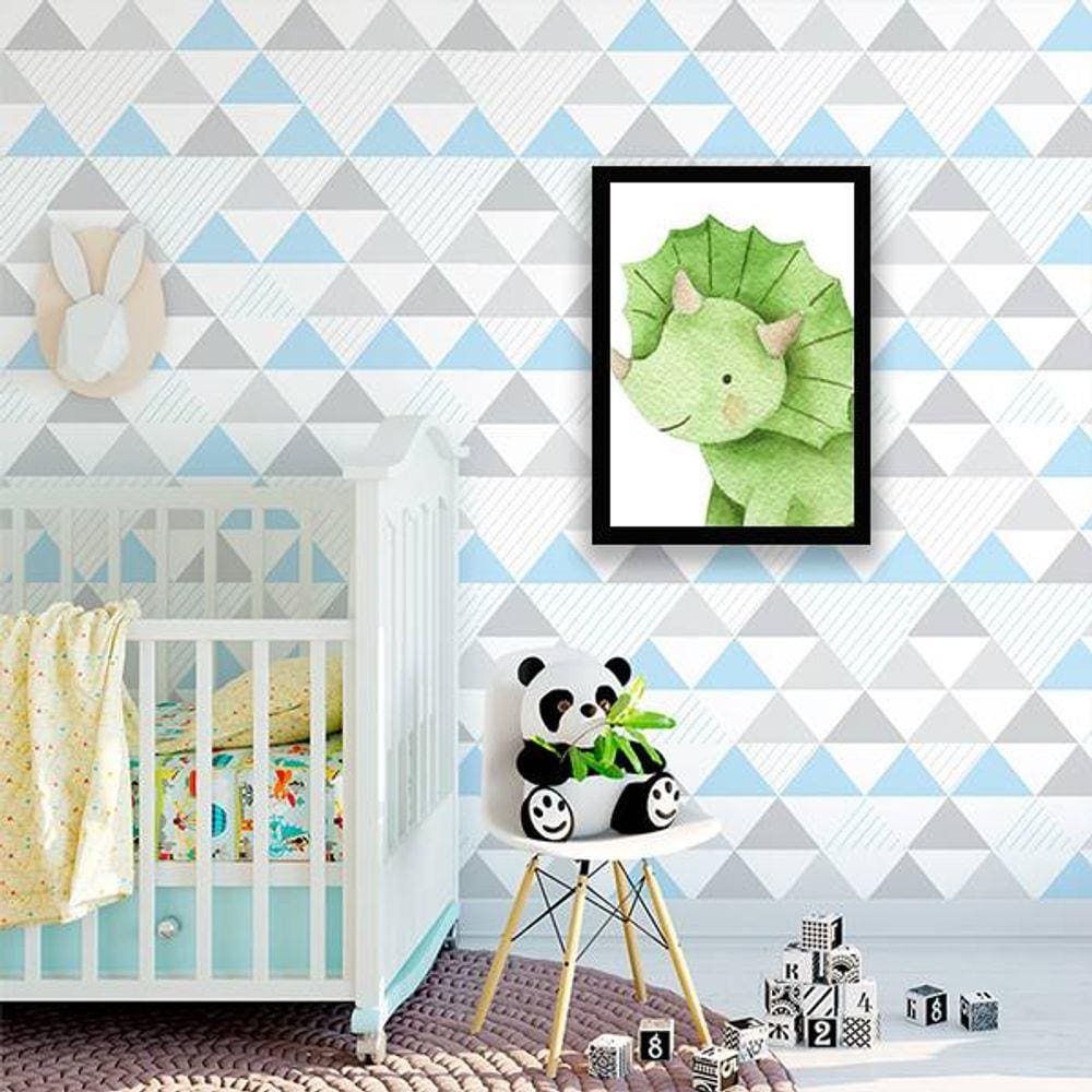 Quadro Decorativo Decorativo Infantil Dinossauro Baby Verde