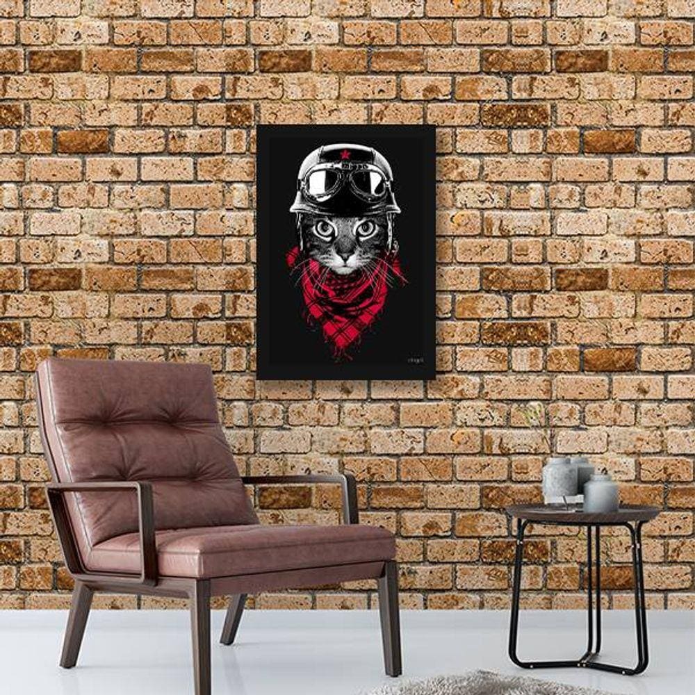 Quadro Decorativo Decorativo Gato Motoqueiro