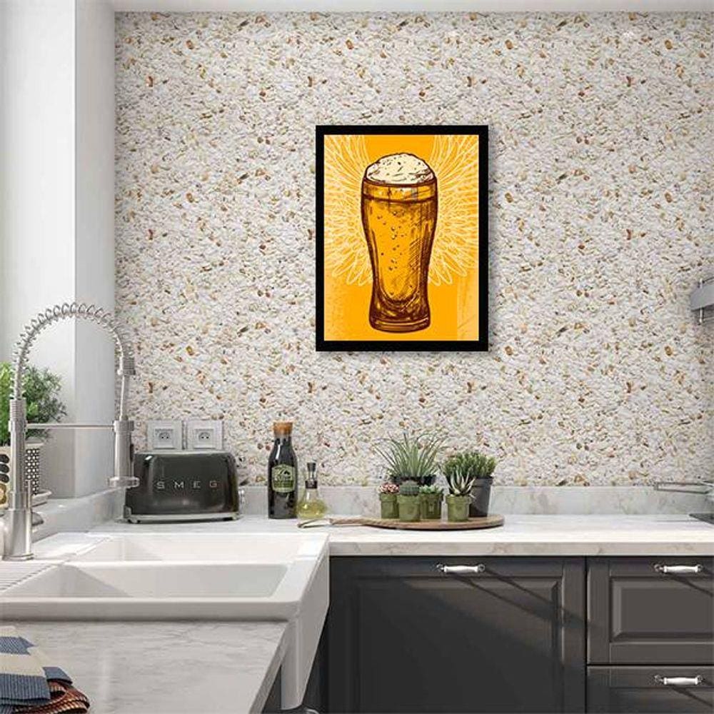 Quadro Decorativo Copo de Cerveja Com Asas