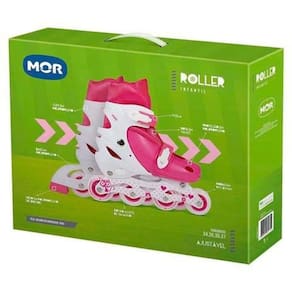 Patins Roller Infantil Rosa Ajustável do 34 ao 37 - Mor