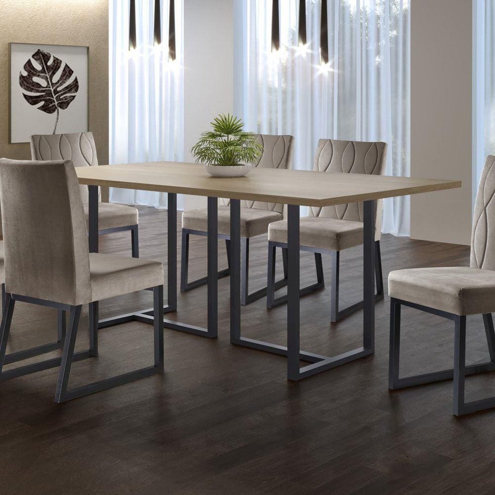 Mesa de Jantar 135cm x 90cm MDF Atena Mais Decor Grafite/Siena