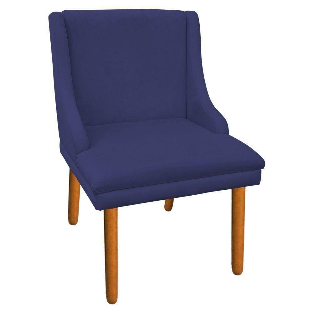 Cadeira de Jantar Liz Suede Azul Marinho Pés Palito Castanho