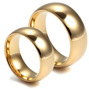 Par de alianças De Noivado Casamento Tungstênio Clássica 8mm Banhada A Ouro 18k