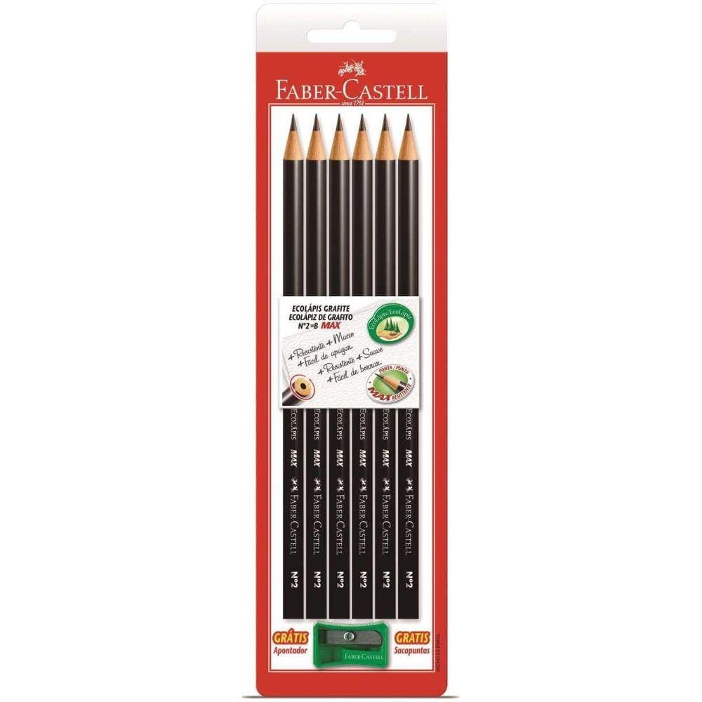 Lápis Preto 1205 Com Apontador N.2B Faber-Castell Com 06