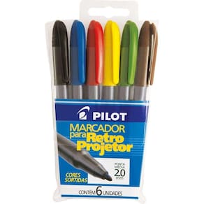 Caneta Para Retro-Projetor Com 6 Cores 2Mm Pilot Pt 6 Un