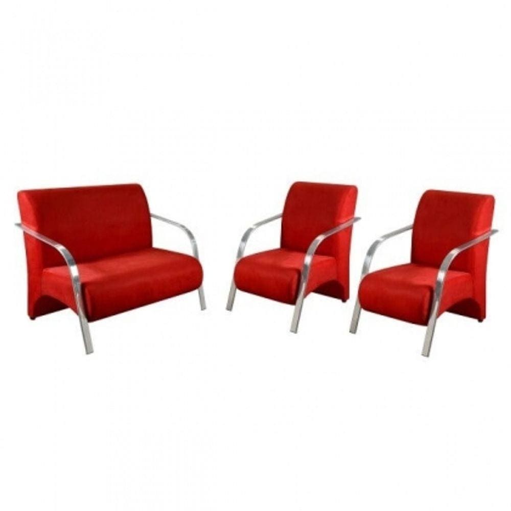 Conjunto Poltronas Venus Braços em Alumínio 1 Namoradeira, 2 de um Lugar Suede