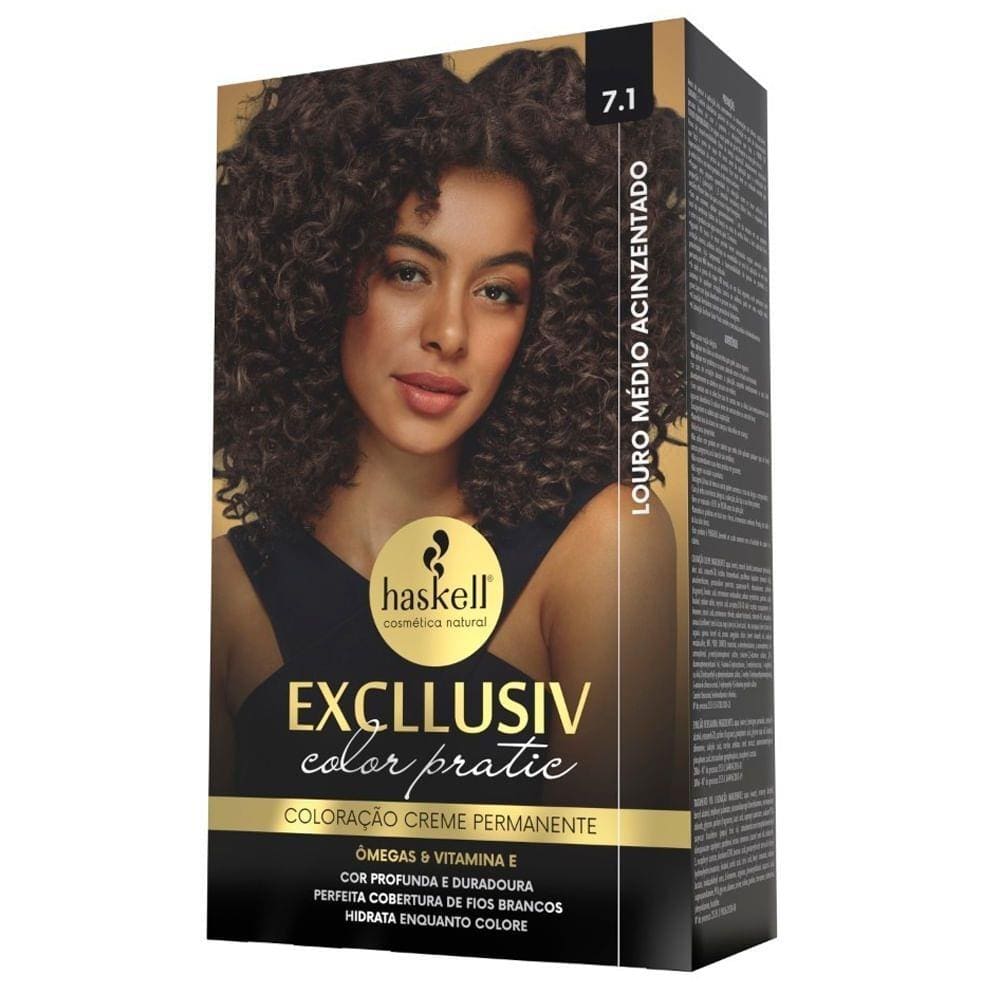 Kit Tintura Haskell Excllusiv Color Pratic Louro Médio Acinzentado 7.1