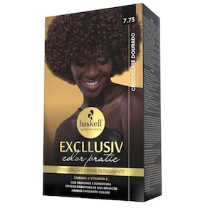 Kit Tintura Haskell Excllusiv Color Pratic Chocolate Dourado 7.73