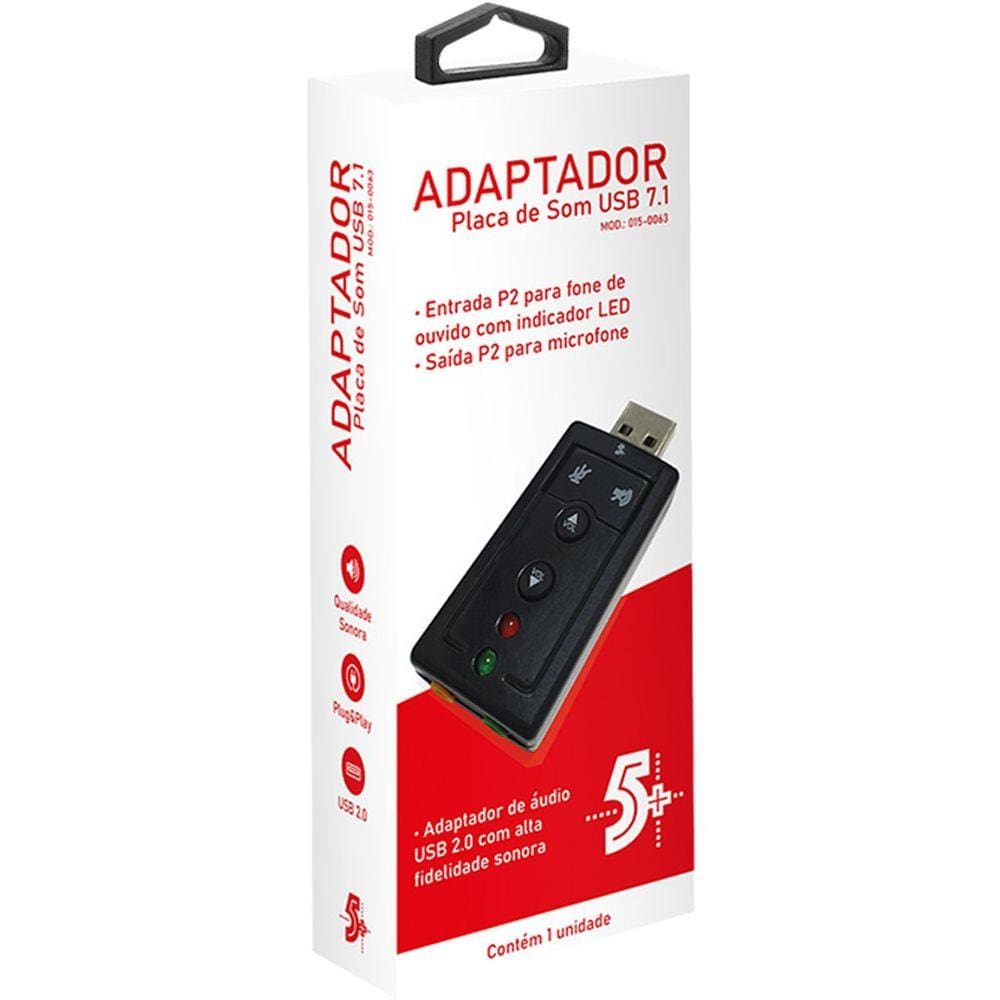 Adaptador Placa de Som USB 7.1 ENTR. P2