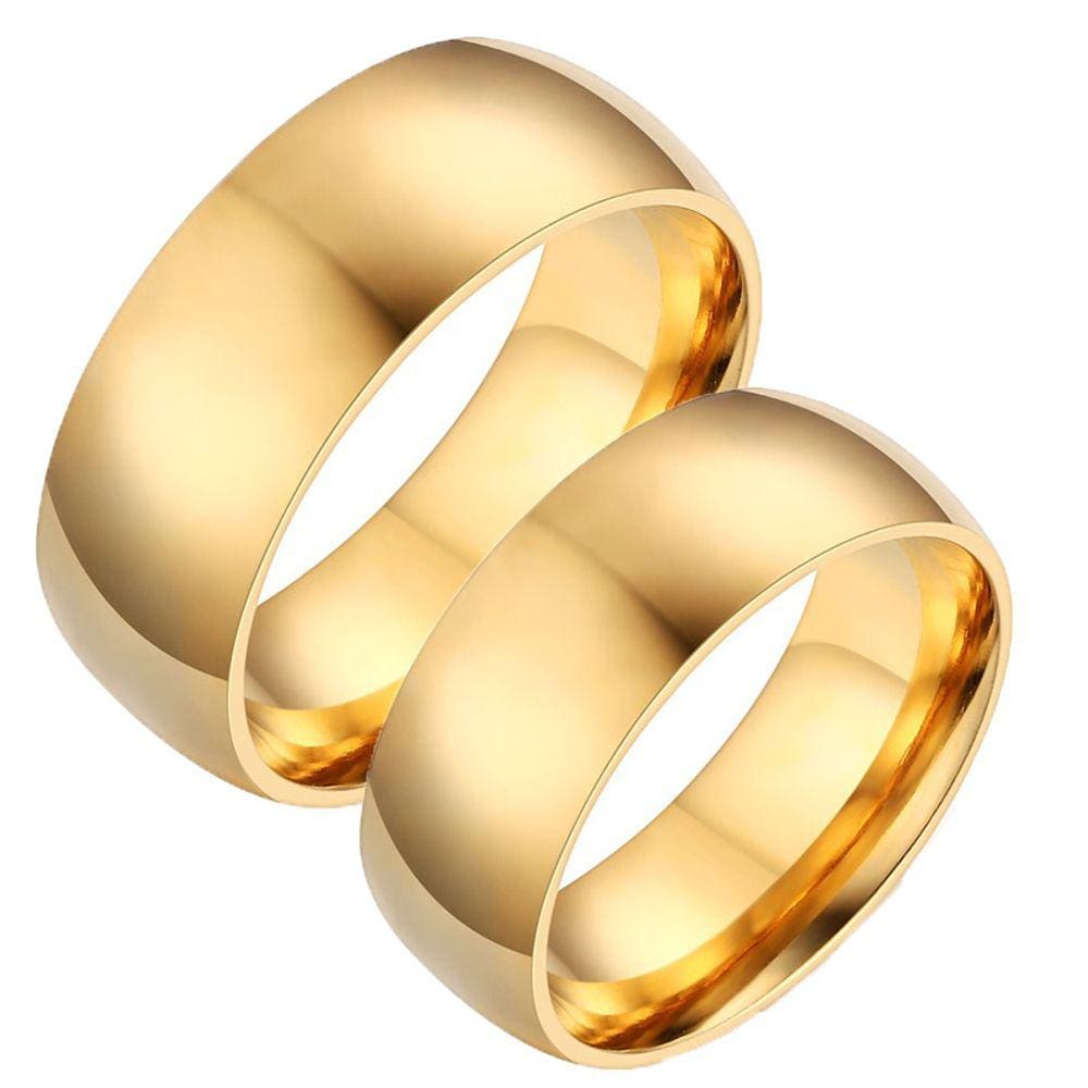 Par De Alianças Casamento Namoro Noivado 8mm Banhada a ouro 18k