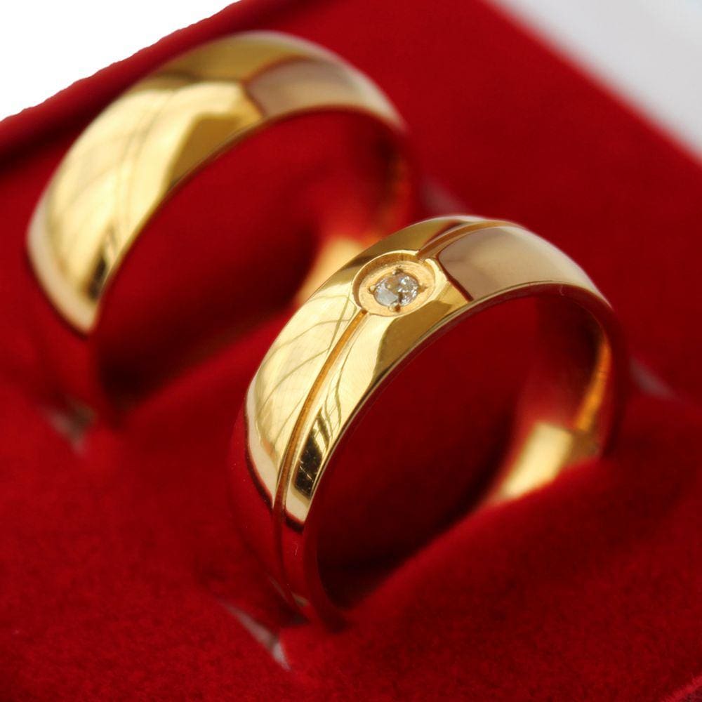 Par Alianças Banhada A Ouro 18k Com Brilhante