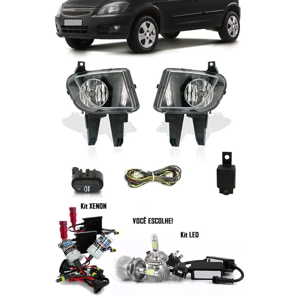 Kit Farol de Milha Neblina Gm Celta e Prisma 2006 2007 2008 2009 2010 2011 + Kit Xenon 6000K / 8000K ou Kit Lâmpada Super LED 6000K