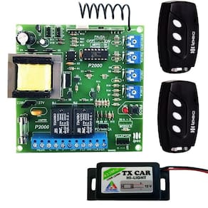 Central Placa Portão Eletrônico Motor Peccinin + 2 Controles 3 Canais com Clip de Fixação + 1 Controle Tx Car Farol Alto Carro e Moto