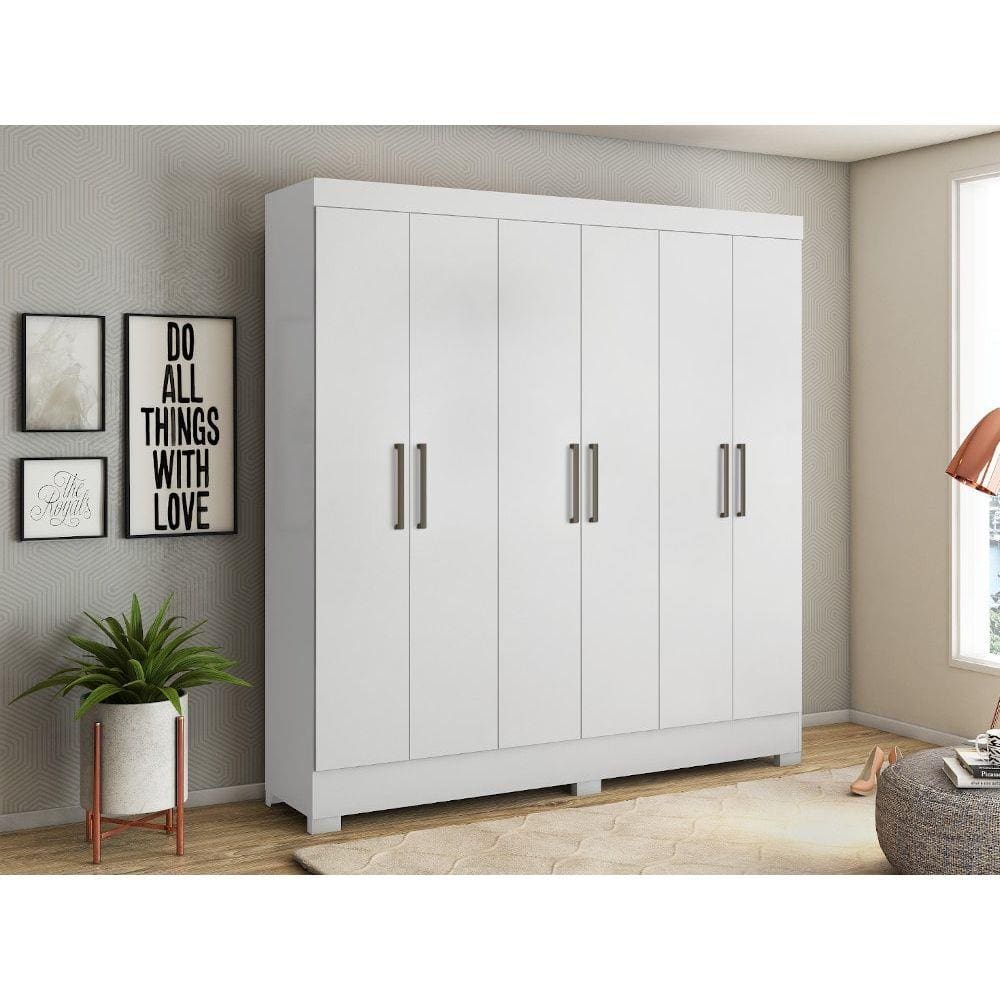 Guarda Roupa Casal Prático Demóbile 6 Portas - Branco - 63020