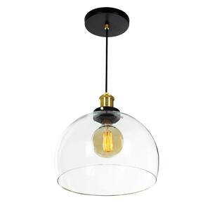 Lustre Pendente Château Bola Grande Vidro Preto c /Gold 30
