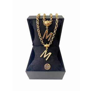 Colar + Pulseira Elo Português Grosso 6mm Letra "M"