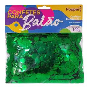 Confete Metalizado para Balão Redondo Verde - 100g