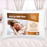 Kit 6 Travesseiros 100% Algodão Percal 200 Fios Fibra Siliconizada Antialérgico 70 x 50cm Casa dona
