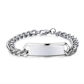 Pulseira Bracelete Masculino Placa Aço Cirúrgico 316l