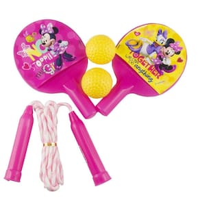 Kit com 2 Raquetes de Ping Pong e Pula Corda Minnie Disney