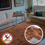 Tapete Sala Quarto e Escritório Peludo Felpudo Shaggy Altura Pelo 40mm Caramelo Casa Dona