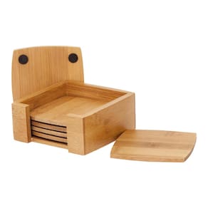 Conjunto Descanso Porta Copos Bambu Pés Emborrachados 7 Pçs