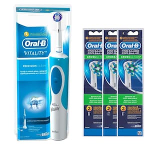Kit Escova Elétrica Oral-B Vitality D12 110V + Refil Cross Action - 6 unidades