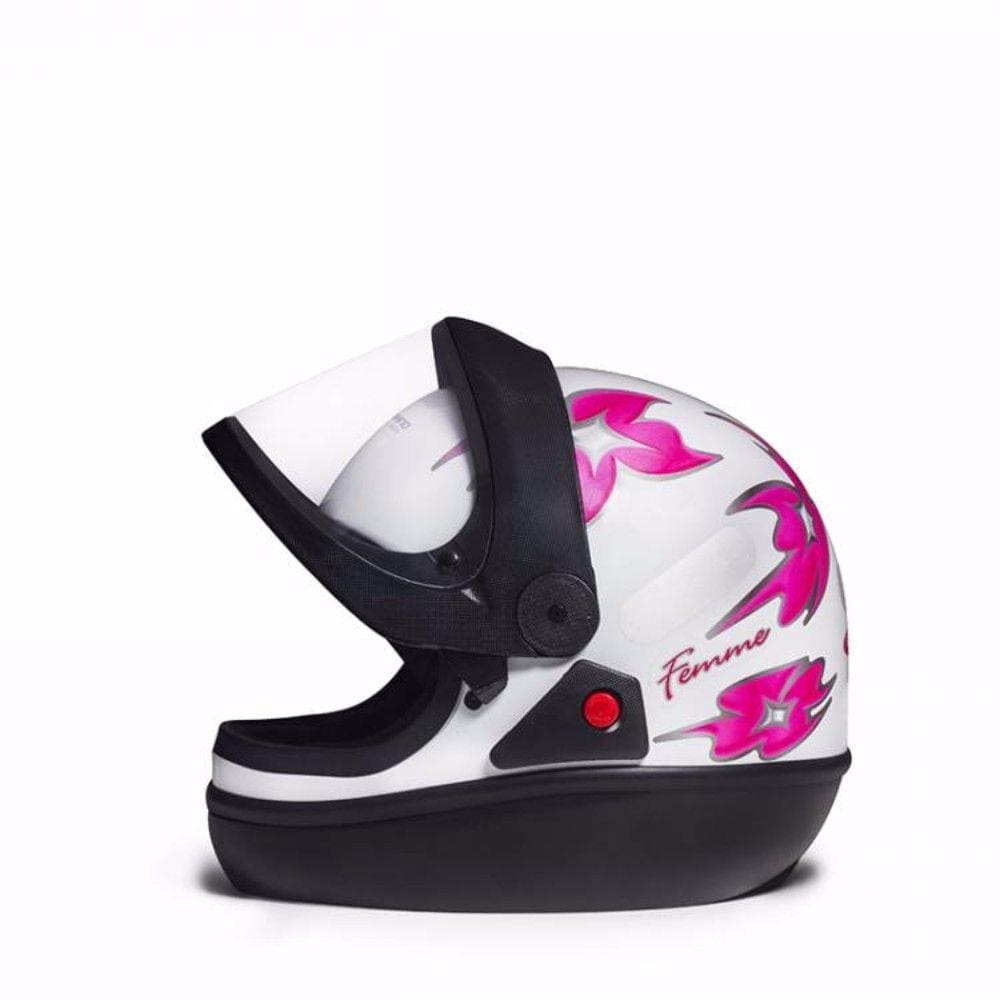 Capacete San Marino Feminino Mais Viseira Fumê - Branco e Rosa
