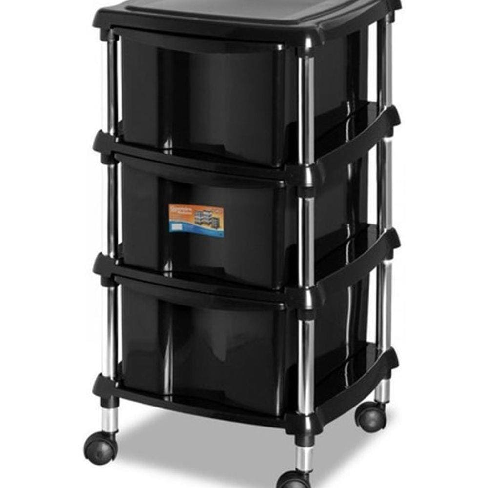 Gaveteiro Rodizio 3 Gavetas G Portátil Preto Noite