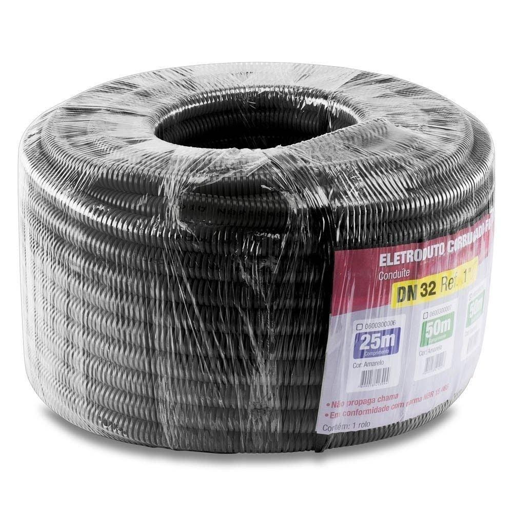 Tubo Corrugado 1" Dn 32 Flex Slim Premium Rolo com 50m Preto Force Line