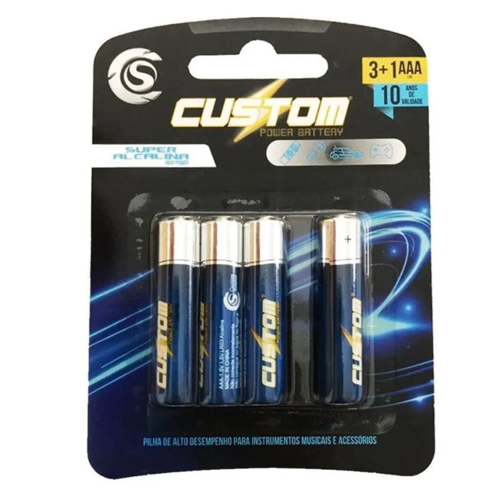 Pacote Com 4 Pilhas Aa 1,5 V Custom Power Super Alcalina