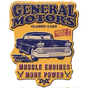 Placa Decorativa Bel Air Classic Cars - General Motors Muscle Engines More Power - Since 1903