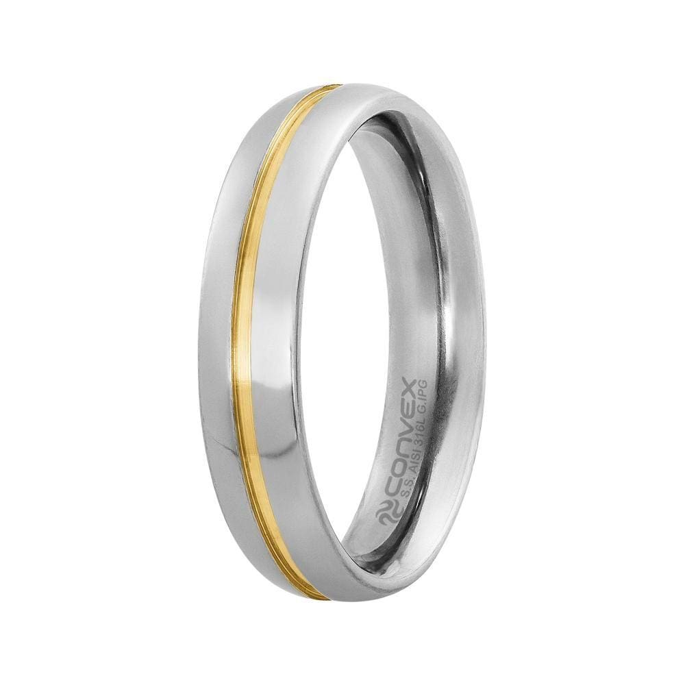 Aliança Aço Milão 5mm com Filete Central Gold IPG