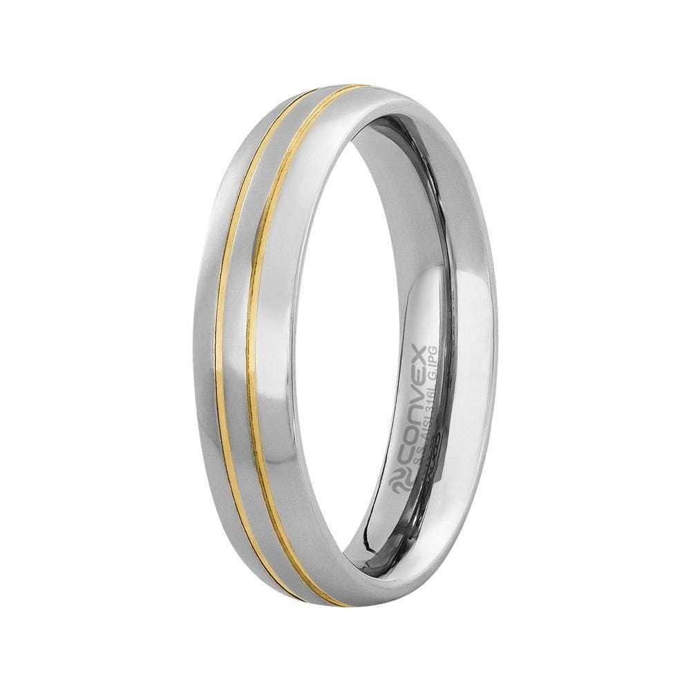 Aliança Aço Berlim 5mm com Filete Central Duplo Gold IPG