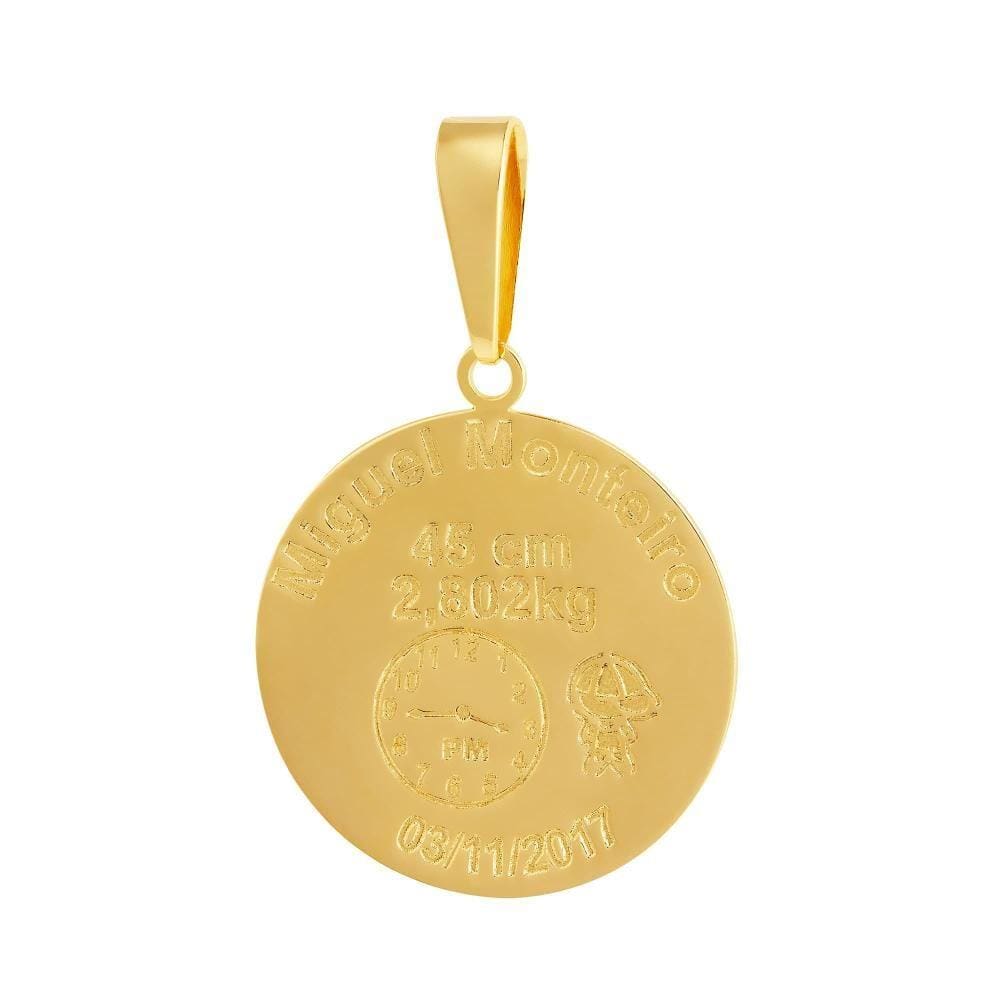 Pingente Aço Mandala Nascimento Menino 27mm Gold IPG