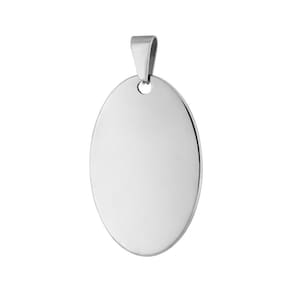 Pingente Aço Placa Lisa Oval 40x25mm