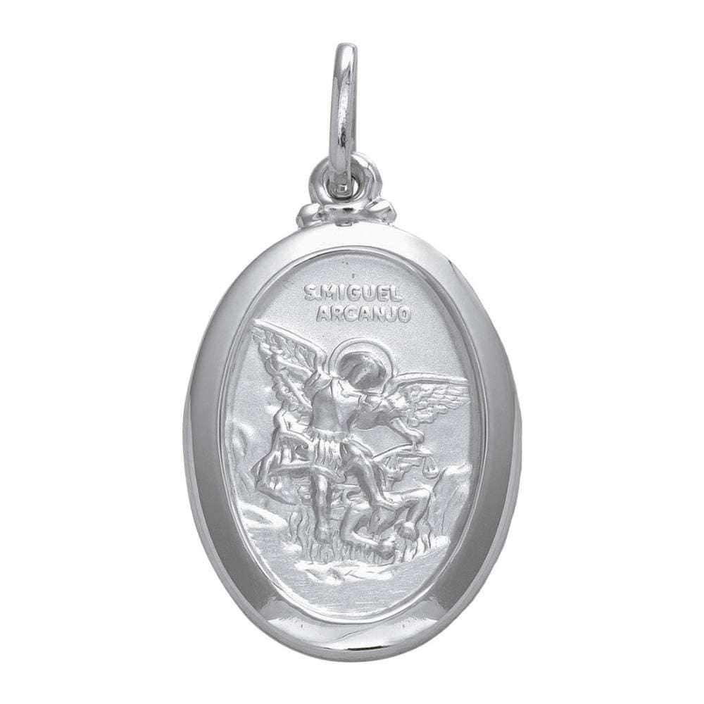 Pingente Aço São Miguel Arcanjo Oval 23x16mm