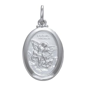 Pingente Aço São Miguel Arcanjo Oval 23x16mm